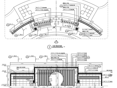 新中式月亮门洞景墙详图 施工图