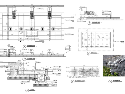 新中式雕塑吐水水景 施工图