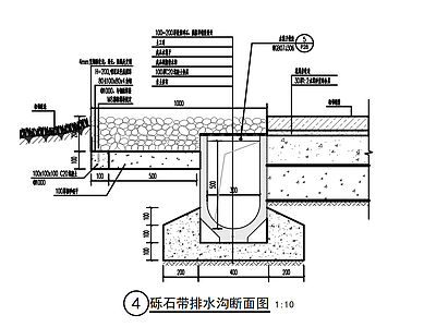 典型线性排水沟及砂砾石排水沟做法 施工图