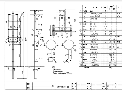 新立四线电杆直线杆安装 施工图