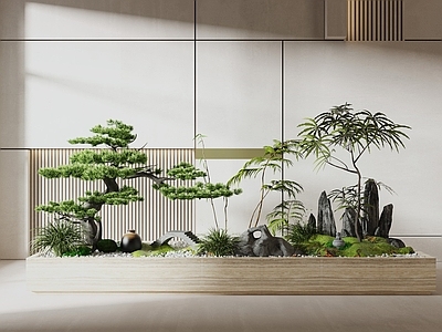 新中式景观造景 松树小品