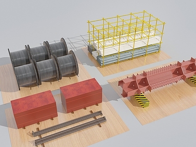 工地材料堆场 临时堆料场 模板钢筋钢结构材料 脚手架缆绳钢绳