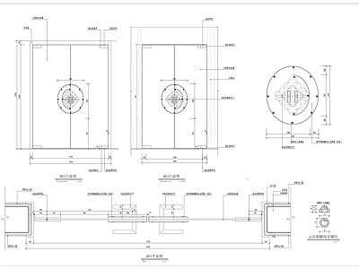 中式钢化玻璃双开门详图 施工图 通用节点