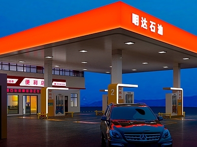 现代加油站 室外 加油