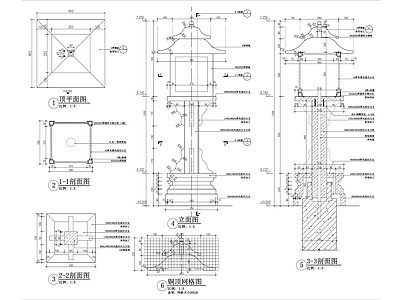 新中式庭院石灯笼详图 施工图