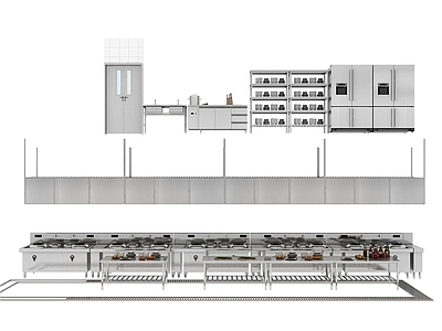 现代后厨设备 厨房用品组合 厨房后厨 后厨操作台