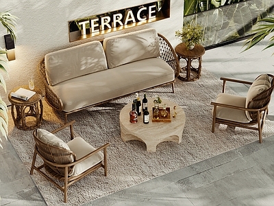 现代户外沙发茶几组合