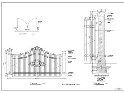 铁艺门及围栏 施工图 通用节点
