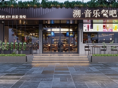 现代音乐餐厅门头门面