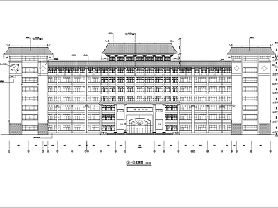 中式风教学楼建筑 施工图