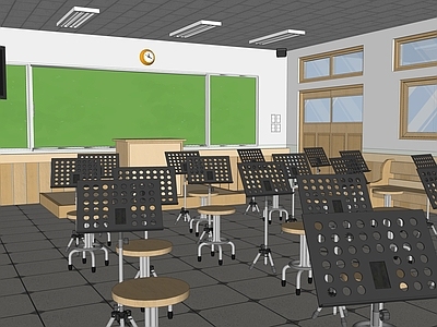 现代学校教室 音乐教室 音乐室