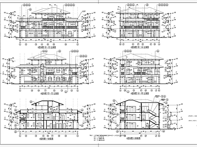 简欧风格三层别墅自建房建筑 施工图