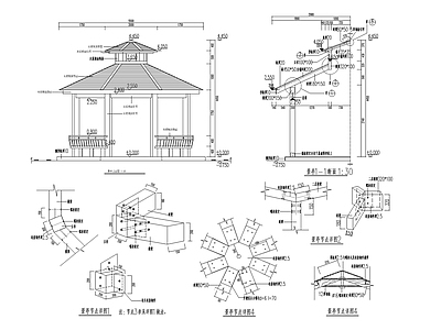 木结构八角亭 施工图