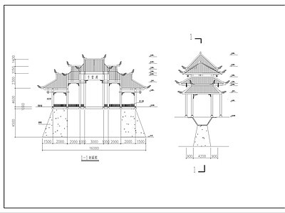 风雨桥古建筑门楼 施工图