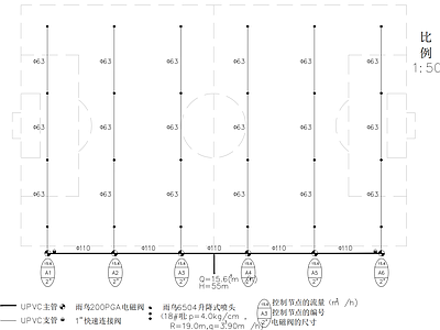 标准体育场绿化灌溉系统  施工图 园林景观给排水 给排水图