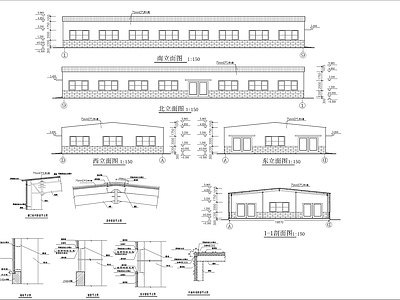 48米X20米轻钢结构厂房建筑 施工图 工业建筑
