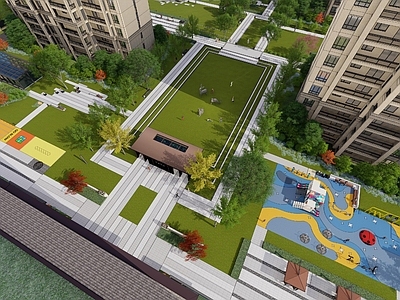 新中式小区景观 住宅景观