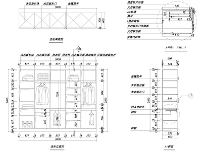 主卧衣柜节点 施工图 柜类 家具节点详图