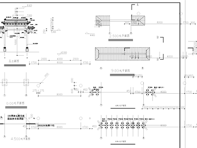 中式四柱牌坊牌楼古建筑 施工图