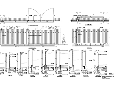 铁艺消防大门围栏 施工图 通用节点