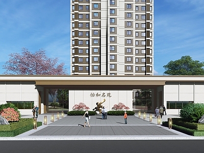 新中式小区入口大门