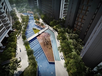 现代异形小区景观 住宅景观