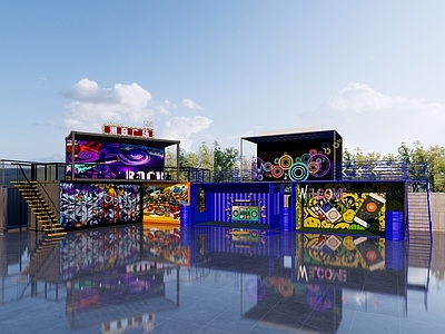 现代集装箱咖啡店 餐饮建筑 集装箱音乐节