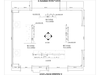 欧式茶室餐厅木饰面背景墙深化 施工图