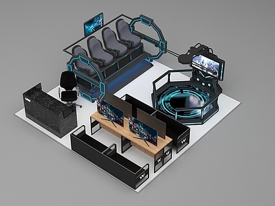 电玩设备组合 VR设备 游戏机 虚拟游戏设备 情侣卡座 电玩显示器