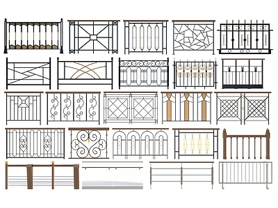 现代风格栏杆 围栏 护栏 栅栏 铁艺栏杆 扶手