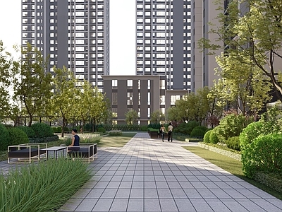 现代示范区 住宅 廊架 儿童区 商业街 住宅