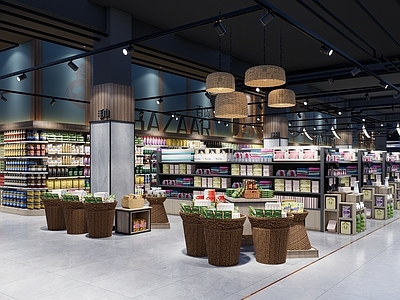 现代超市 食品货架 零食区
