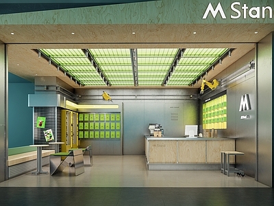 现代奶茶店 咖啡店 甜品店 面包店 复古金属风