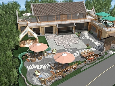 现代民宿建筑庭院 乡村特色民居 精品农家乐 特色农庄 露营 餐饮建筑