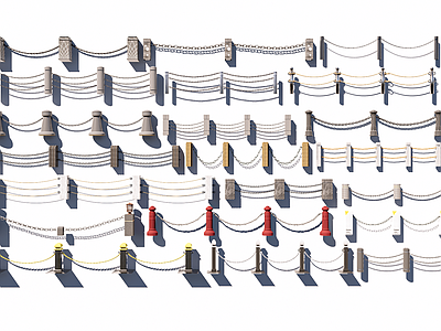 现代护栏 围栏 铁索 栏杆 绳索 铁链护栏 铁链围栏