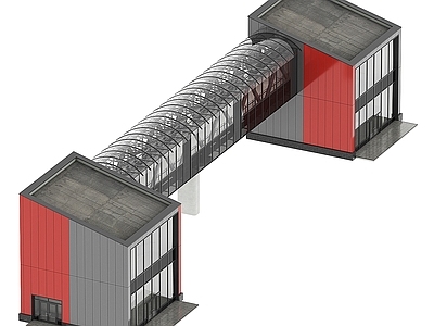 现代入口大门 建筑连廊