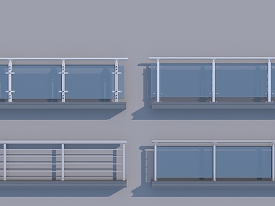 现代玻璃栏杆3D模型