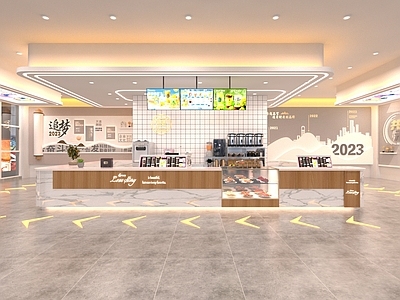 现代奶茶店3D模型
