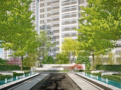 现代小区景观 儿童廊架 环跑道 运动休息  住宅景观