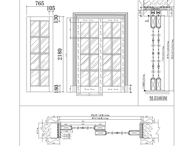 室内移门详图 施工图 通用节点