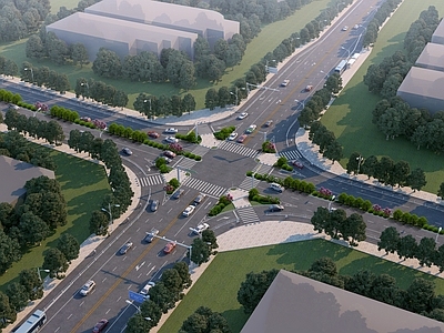 现代马路 十字路口 市政道路 道路设施
