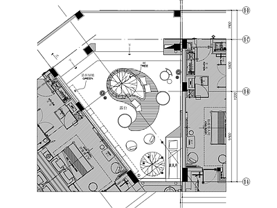 40㎡酒店走廊中空露台 施工图 公区 酒店公区