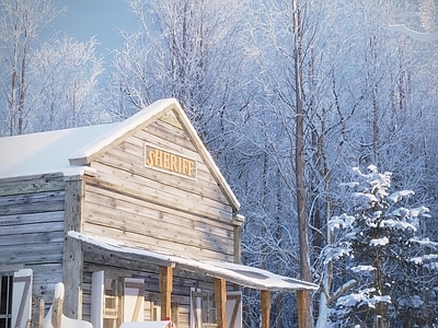 现代雪景木屋 独栋别墅 户外民宿小木屋建筑 雪景木屋民宿独家湖边别墅景观