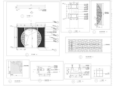 中式月门景墙 施工图 通用节点