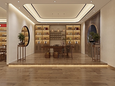 新中式茶叶店模型