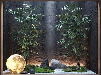 植物景观 造景 植物 新中式 小 室内 月球灯