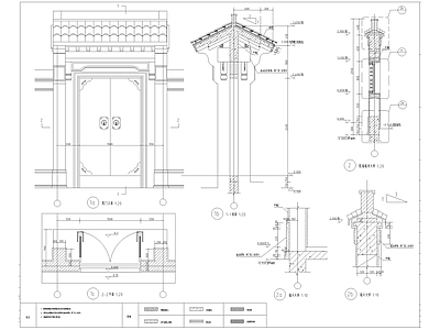 北方中式明清风格院门 施工图 通用节点