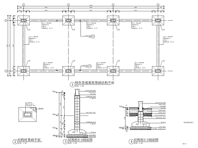 现代玻璃顶廊架 施工图