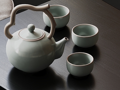 现代茶具摆件 现代茶壶 茶杯 茶盏