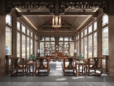 中式酒店休息区